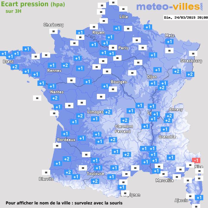 Météo France écart pression