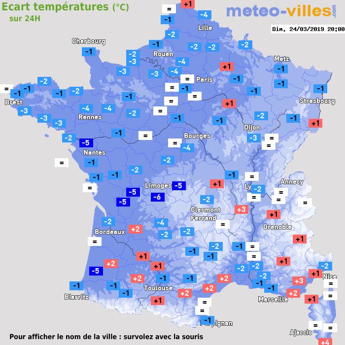 Météo France écart températures