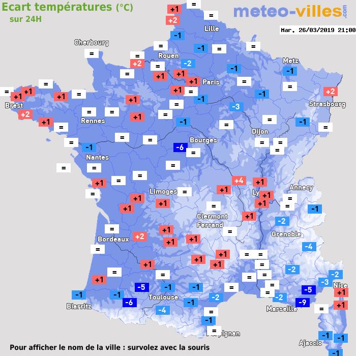 Météo France écart températures