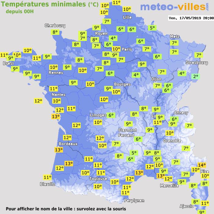 Température minimum pour le 17/05/2019 à 1812