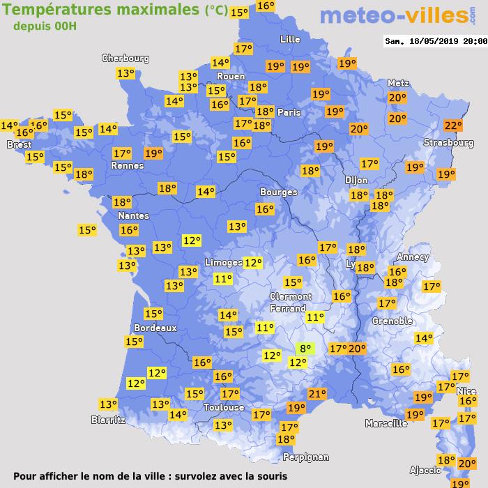 Température maximum pour le 18/05/2019 à 1812