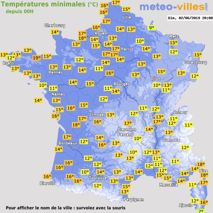 Température minimum pour le 02/06/2019 à 1812