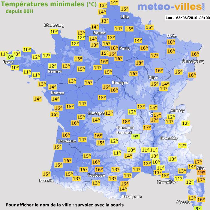Température minimum pour le 03/06/2019 à 1812