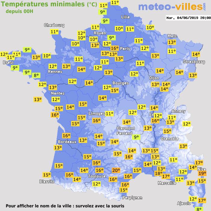 Température minimum pour le 04/06/2019 à 1812