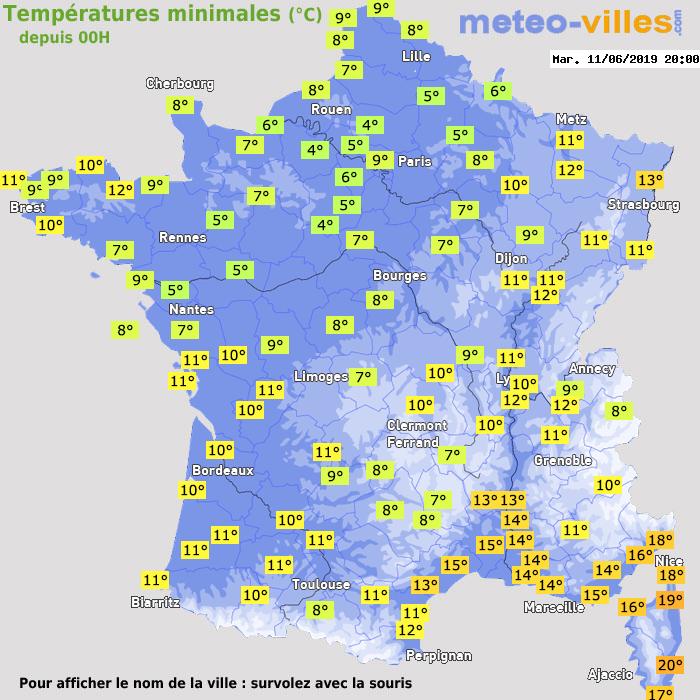 Température minimum pour le 11/06/2019 à 1812