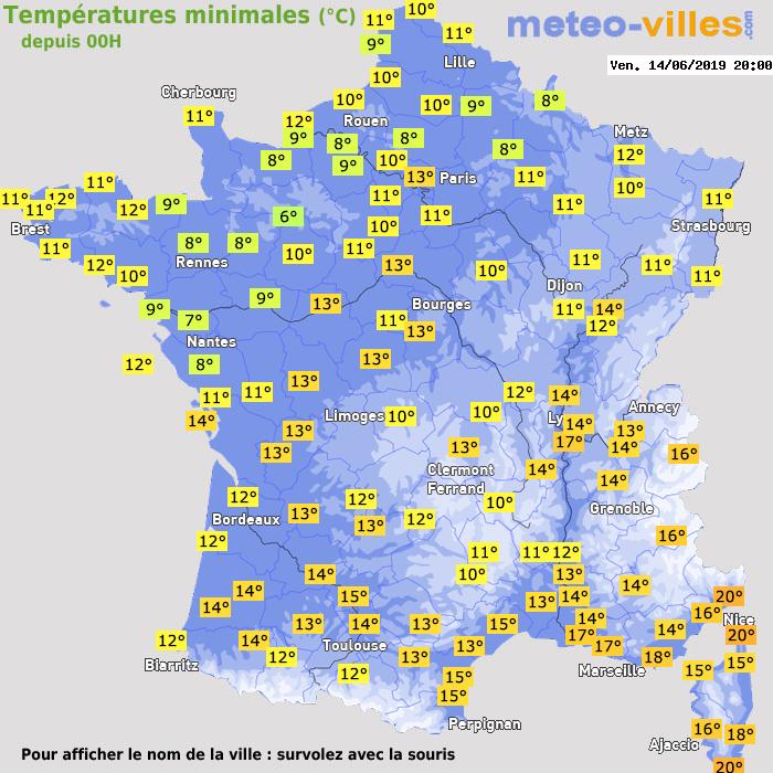 Température minimum pour le 14/06/2019 à 1812
