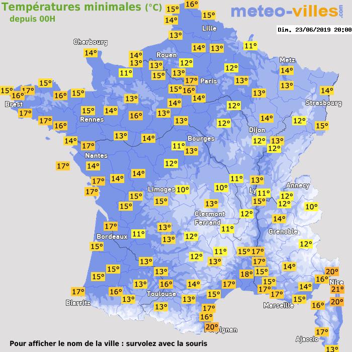 Température minimum pour le 23/06/2019 à 1812