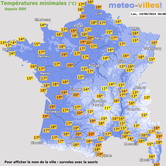 Température minimum pour le 24/06/2019 à 1812