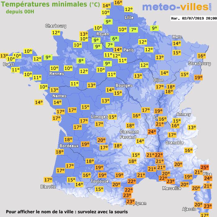 Température minimum pour le 02/07/2019 à 1812