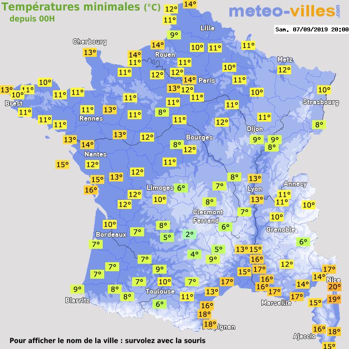 Température minimum pour le 07/09/2019 à 1812