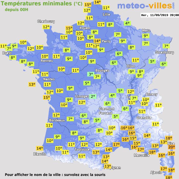 Température minimum pour le 11/09/2019 à 1812