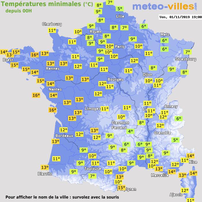 Température minimum pour le 01/11/2019 à 1812