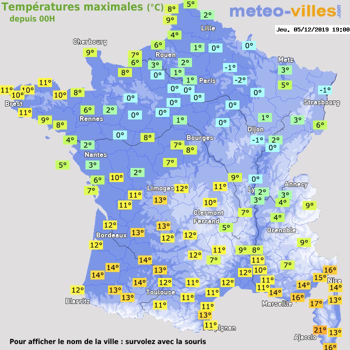 Température maximum pour le 05/12/2019 à 1812
