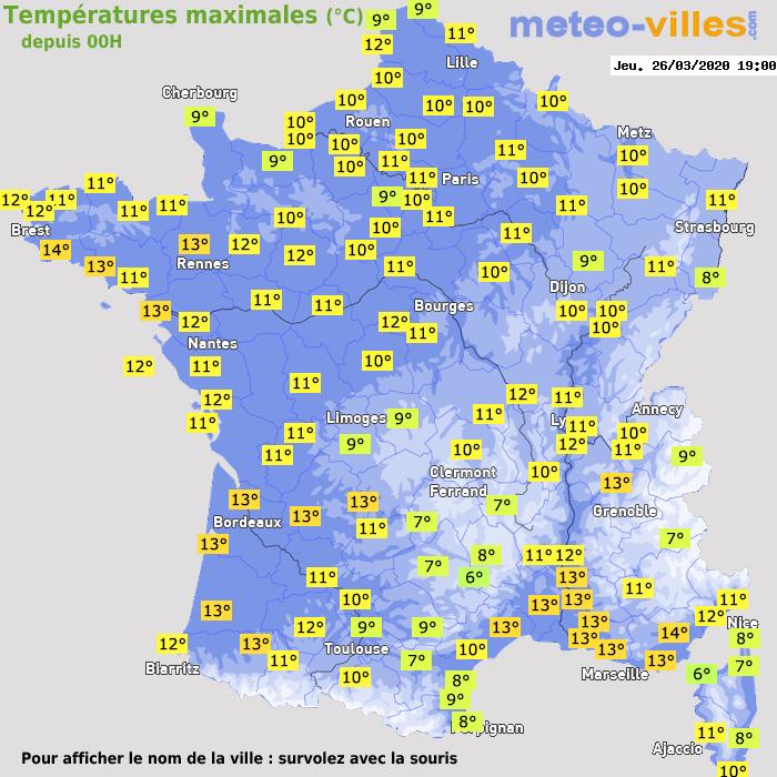 Température maximum pour le 26/03/2020 à 1812