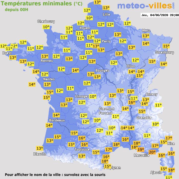 Température minimum pour le 04/06/2020 à 1812