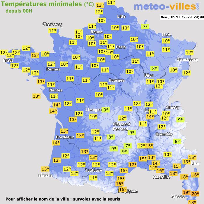 Température minimum pour le 05/06/2020 à 1812