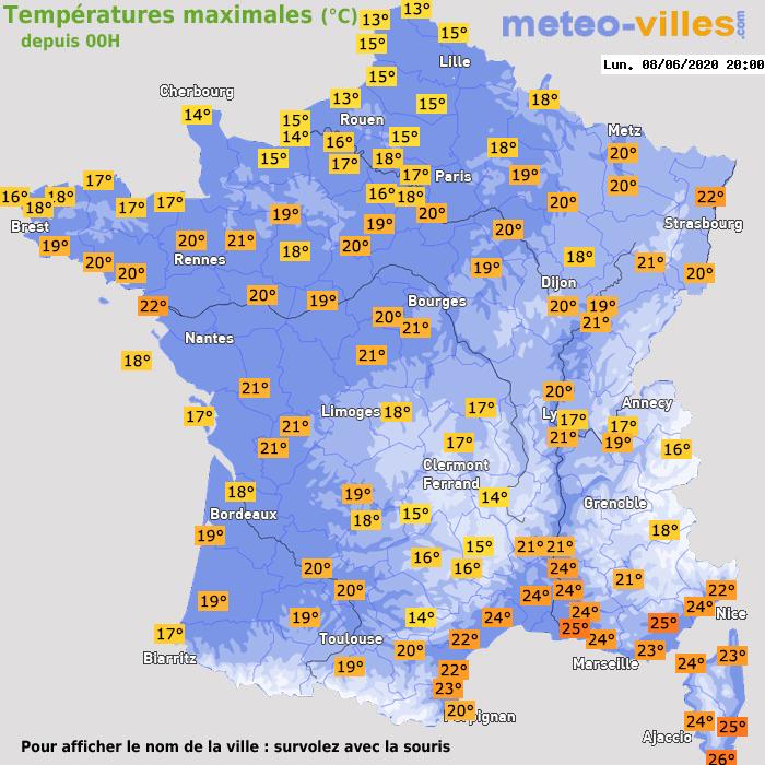Température maximum pour le 08/06/2020 à 1812
