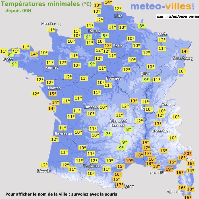 Température minimum pour le 13/06/2020 à 1812