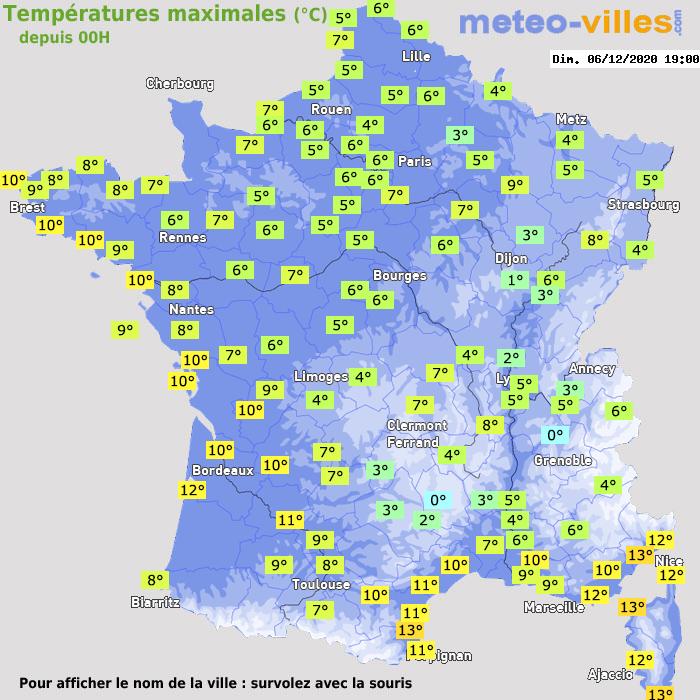 Température maximum pour le 06/12/2020 à 1812