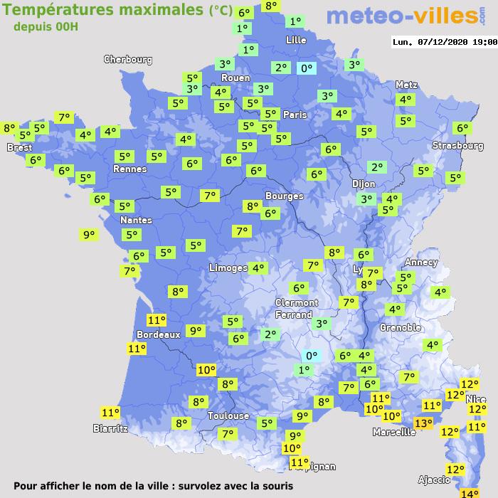 Température maximum pour le 07/12/2020 à 1812
