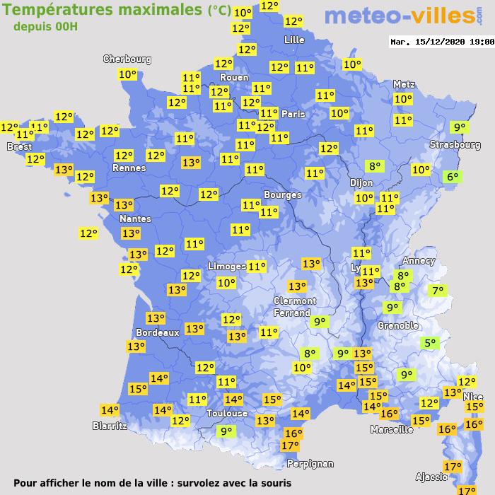 Température maximum pour le 15/12/2020 à 1812