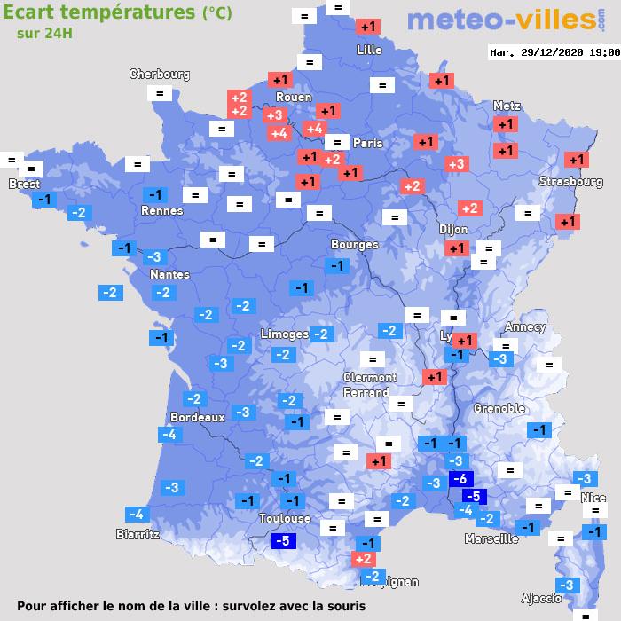 Météo France écart températures