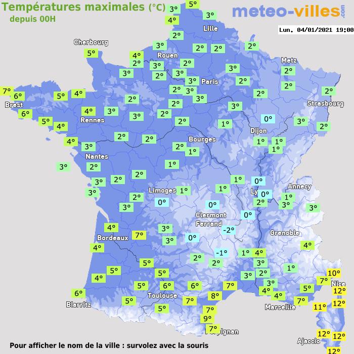 Température maximum pour le 04/01/2021 à 1812