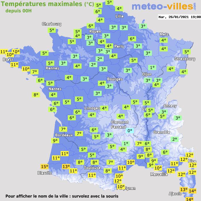 Température maximum pour le 26/01/2021 à 1812