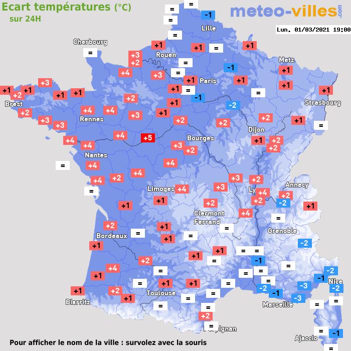 Météo France écart températures