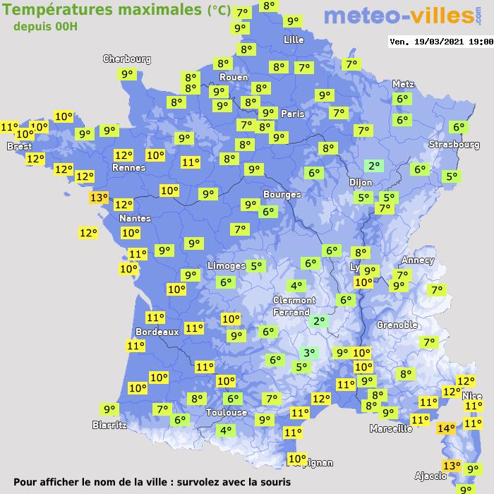 Température maximum pour le 19/03/2021 à 1812