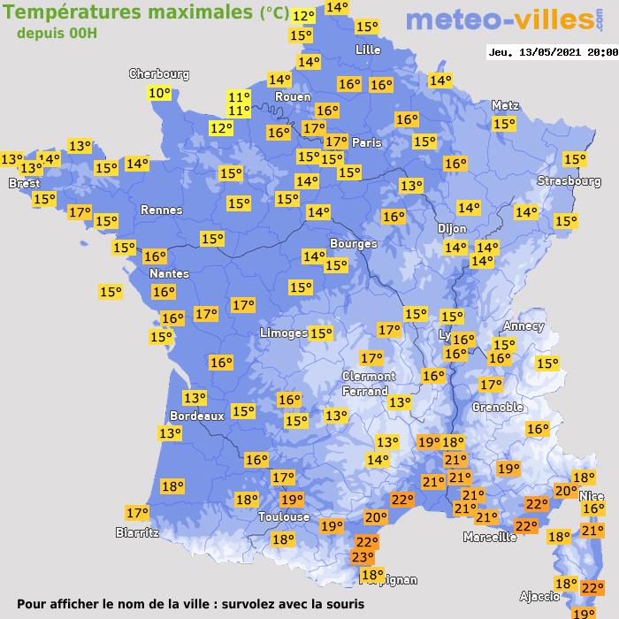 Température maximum pour le 13/05/2021 à 1812