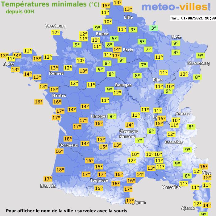 Température minimum pour le 01/06/2021 à 1812
