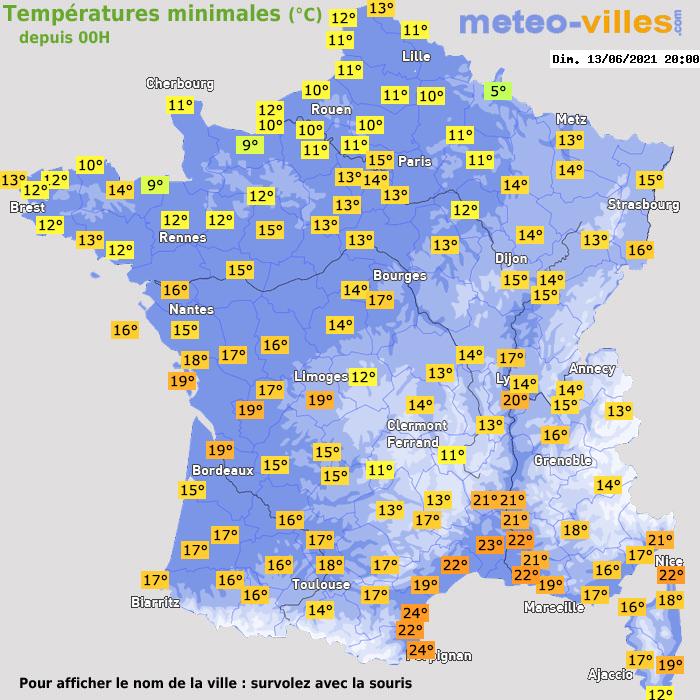 Température minimum pour le 13/06/2021 à 1812