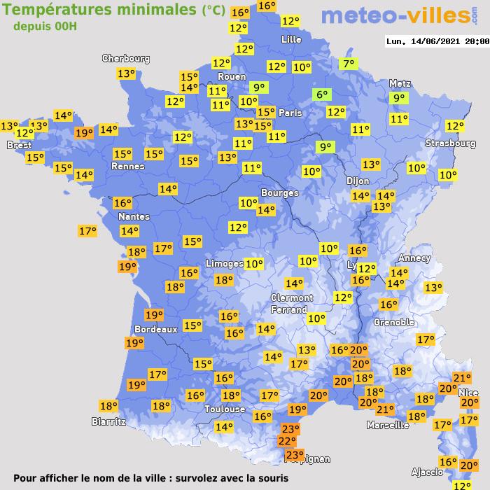 Température minimum pour le 14/06/2021 à 1812