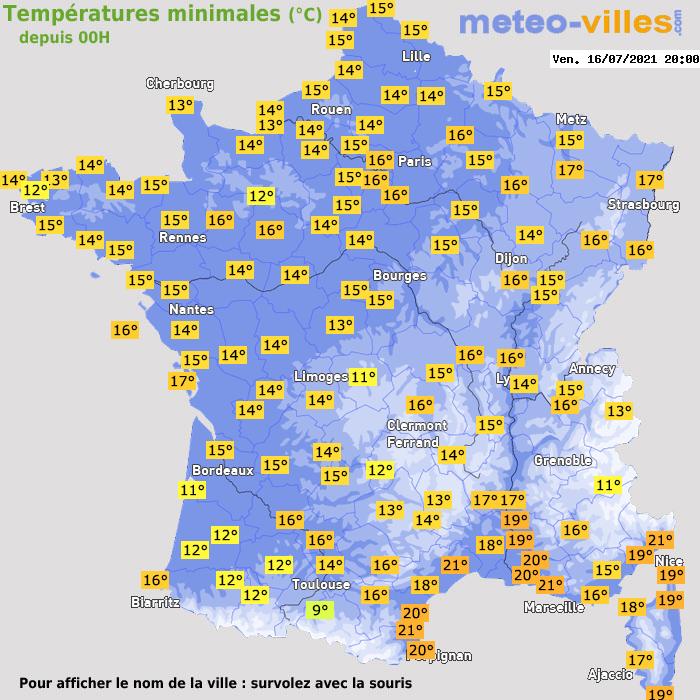 Température minimum pour le 16/07/2021 à 1812