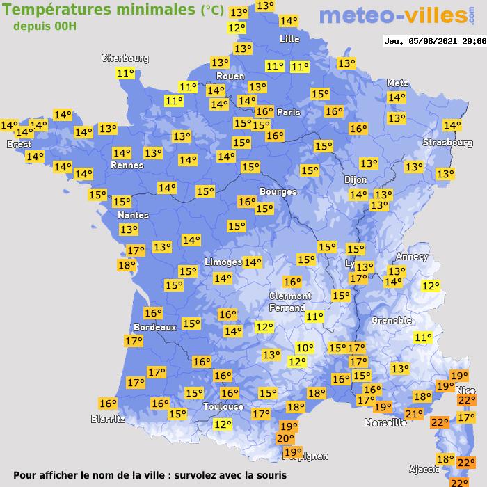 Température minimum pour le 05/08/2021 à 1812
