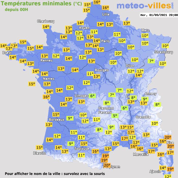Température minimum pour le 01/09/2021 à 1812