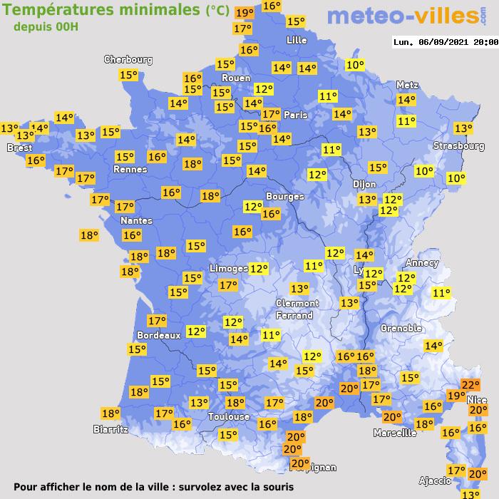 Température minimum pour le 06/09/2021 à 1812