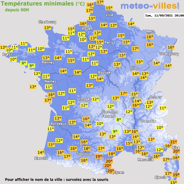 Température minimum pour le 11/09/2021 à 1812