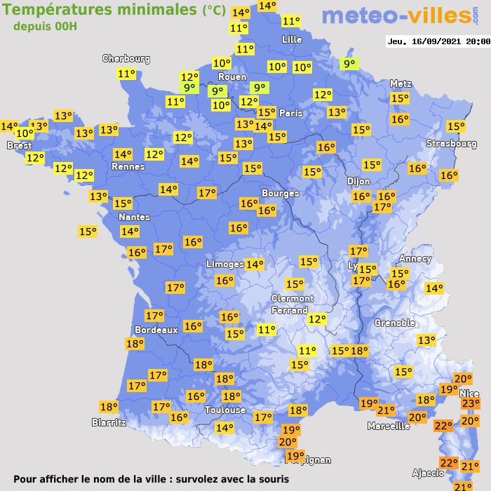 Température minimum pour le 16/09/2021 à 1812