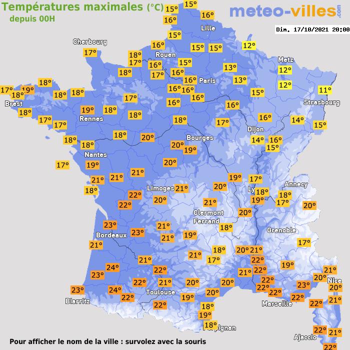 Température maximum pour le 17/10/2021 à 1812