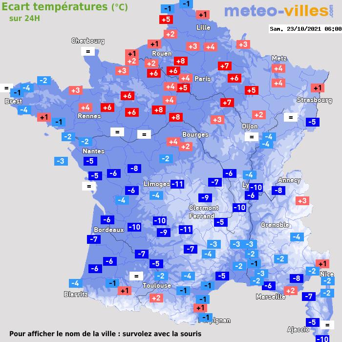 Météo France écart températures