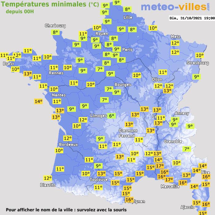 Température minimum pour le 31/10/2021 à 1812
