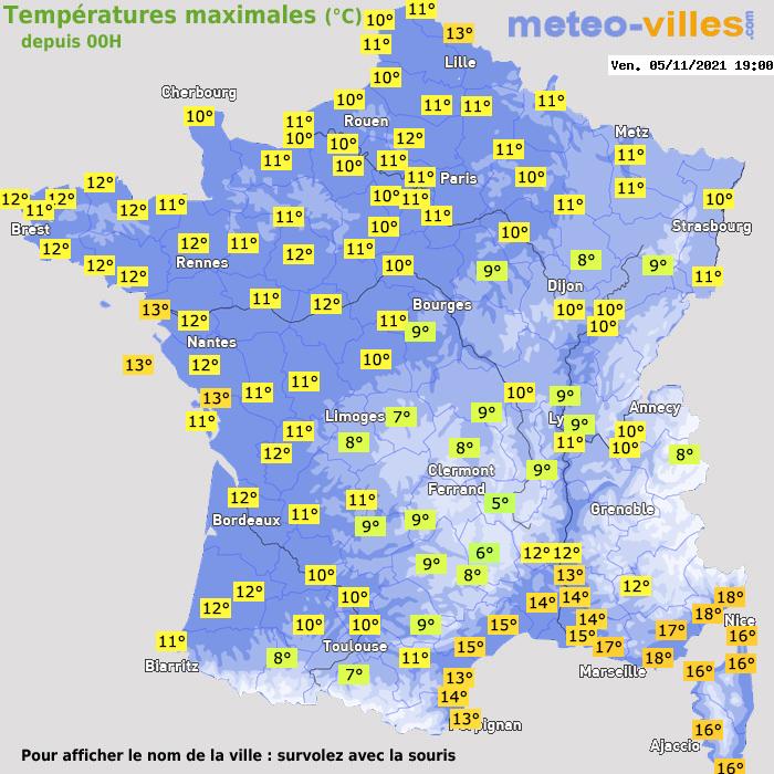 Température maximum pour le 05/11/2021 à 1812