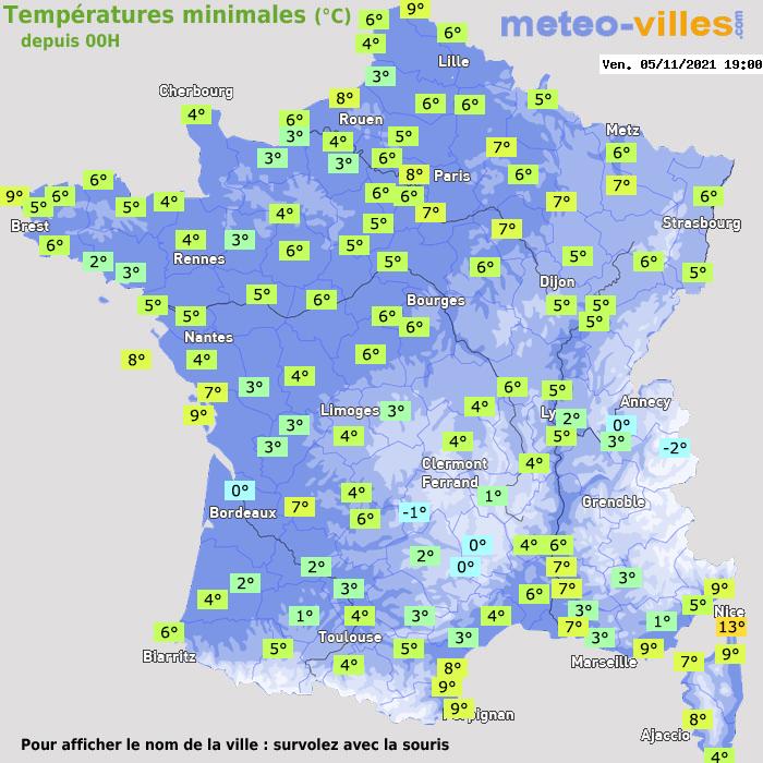 Température minimum pour le 05/11/2021 à 1812