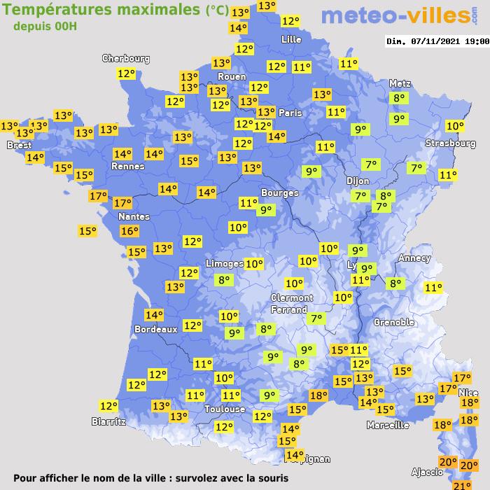 Température maximum pour le 07/11/2021 à 1812