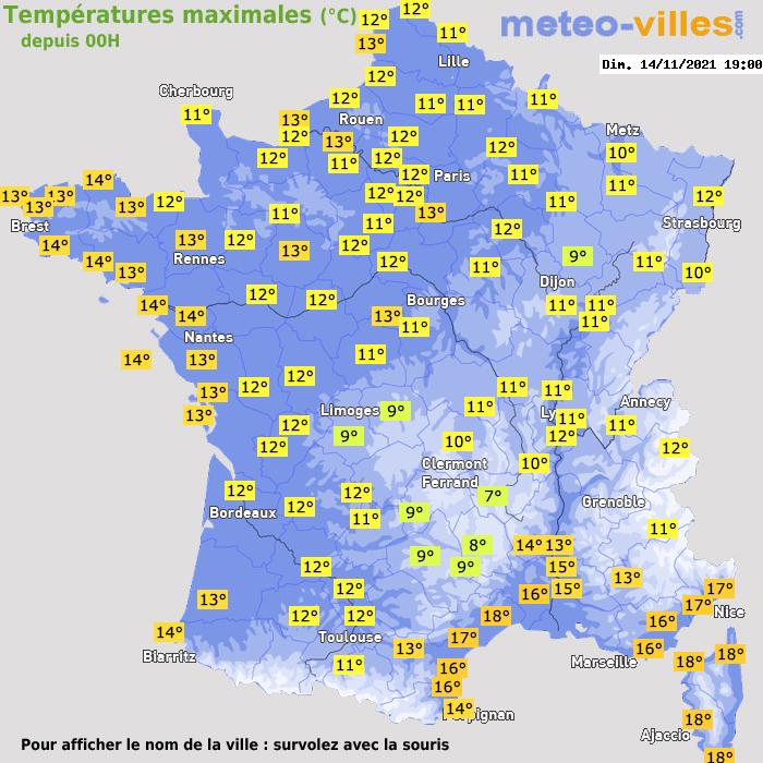 Température maximum pour le 14/11/2021 à 1812