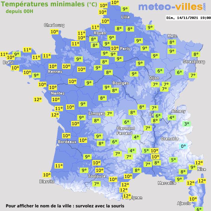 Température minimum pour le 14/11/2021 à 1812