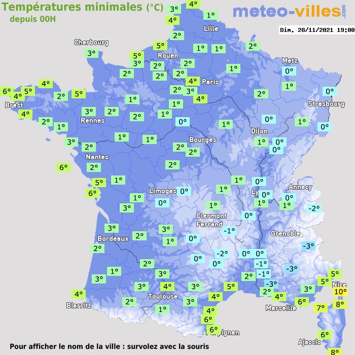 Température minimum pour le 28/11/2021 à 1812