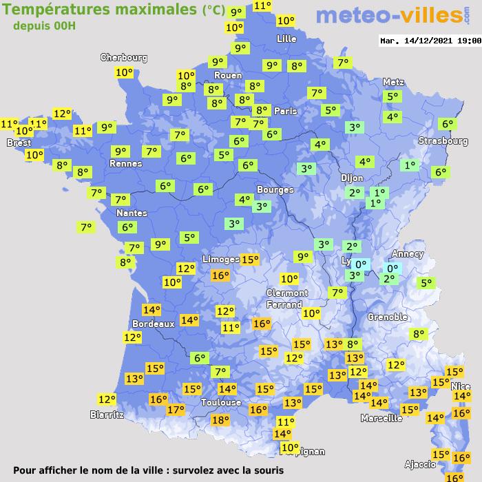 Température maximum pour le 14/12/2021 à 1812